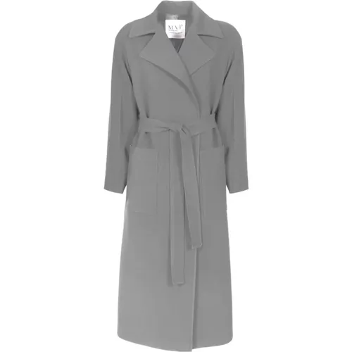 Robe-style Long Coat with Patch Pockets , female, Sizes: 2XS, XS, S - MVP wardrobe - Modalova