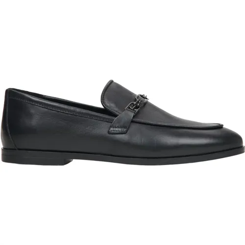 Damen Schwarze Loafer aus Echtem Leder mit einer Kette Er00115616 , Damen, Größe: 37 EU - Estro - Modalova