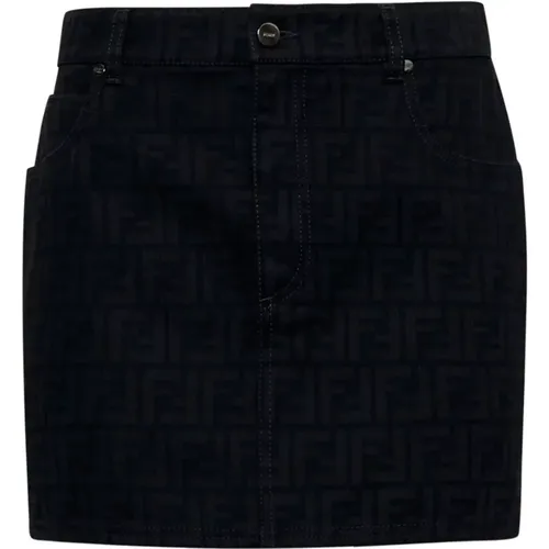 Denim Miniskirt with FF Motif , female, Sizes: S, M, XS - Fendi - Modalova