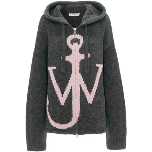 Intarsia-Knit Logo Hoodie , female, Sizes: S - JW Anderson - Modalova