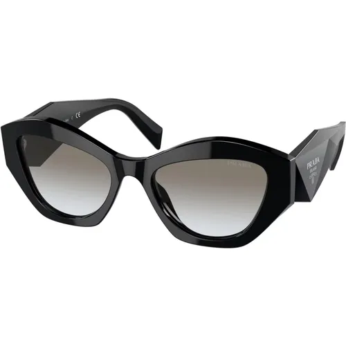 Schwarze/Graue Sonnenbrille Symbole PR 07Ys , Damen, Größe: 53 MM - Prada - Modalova