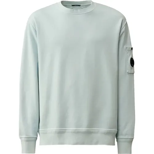 Gerippter Crewneck Sweater mit Lente-Detail , Herren, Größe: M - C.P. Company - Modalova
