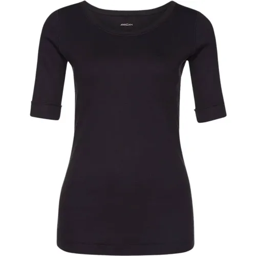 Midnight Ribbed T-Shirt with Toned Overlock Seams , female, Sizes: L, 2XL, M, S - Marc Cain - Modalova