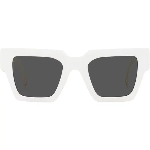 Quadratische Sonnenbrille mit dunkelgrauer Linse und weißem Rahmen , unisex, Größe: 50 MM - Versace - Modalova