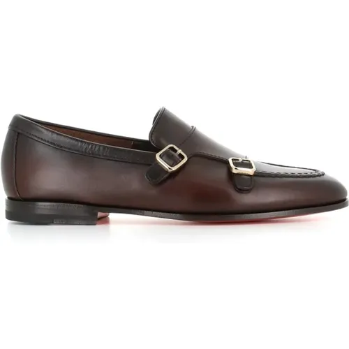 Dark Handcrafted Leather Sandals , male, Sizes: 7 UK, 10 UK, 7 1/2 UK, 9 1/2 UK, 8 1/2 UK - Santoni - Modalova