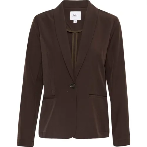 Klassische Blazer Jacke Dark Oak , Damen, Größe: XL - Saint Tropez - Modalova