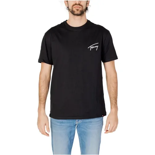 Schwarzes Bedrucktes T-Shirt für Männer - Tommy Hilfiger - Modalova