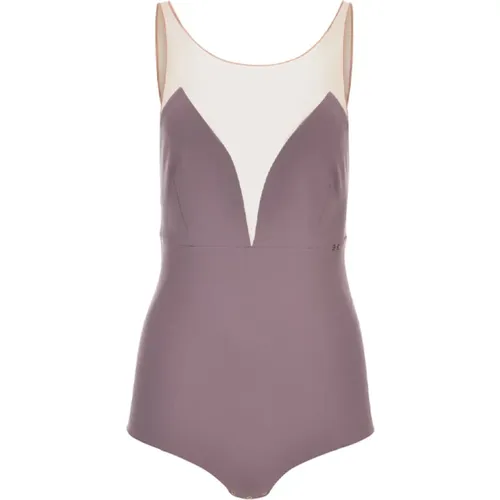 Violettes Jersey und Tüll Body , Damen, Größe: 2XL - Elisabetta Franchi - Modalova