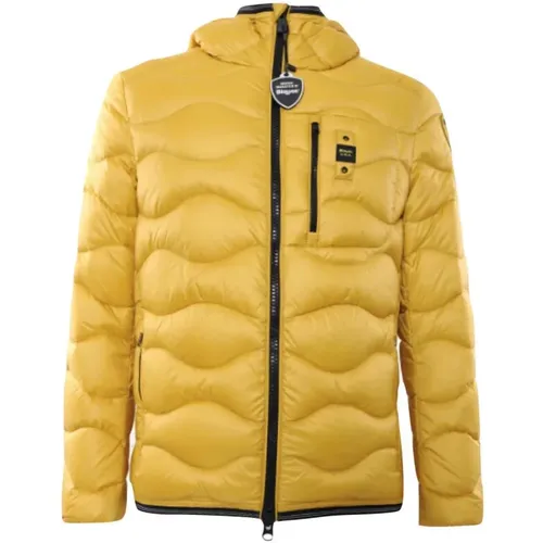 Wave Gesteppte Kapuzen Herren Puffer Jacke - Blauer - Modalova