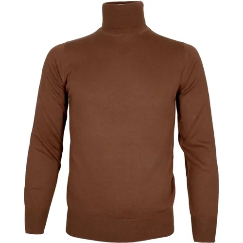 Brauner Kaschmir Seide Slim Fit Pullover , Herren, Größe: L - CASHMERE COMPANY - Modalova