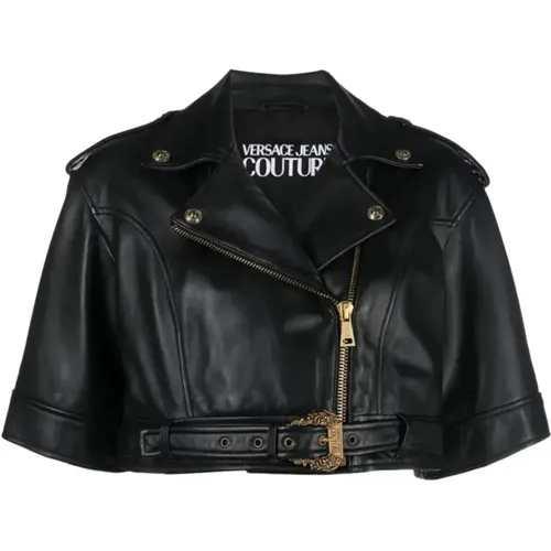 Biker Buckle Leather Jacket , female, Sizes: S - Versace Jeans Couture - Modalova