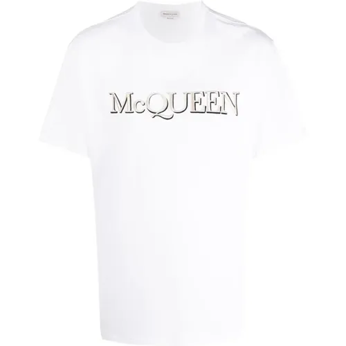 Besticktes Logo Baumwoll-T-Shirt für Männer , Herren, Größe: M - alexander mcqueen - Modalova