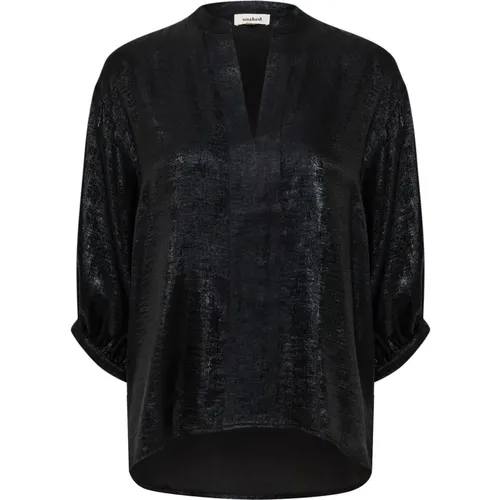 Metallische Schwarze Bluse mit 3/4 Ärmeln - Soaked in Luxury - Modalova