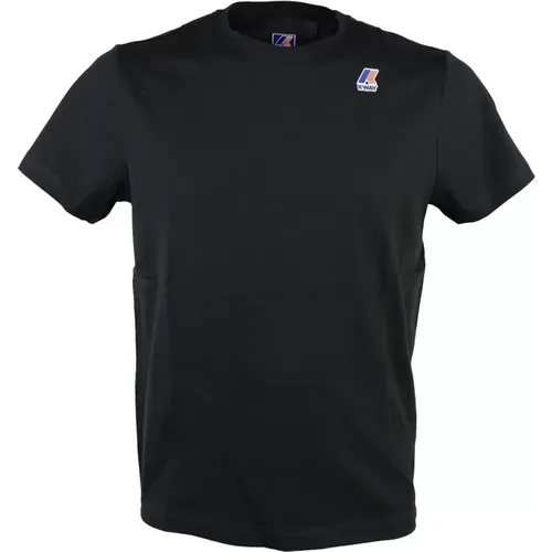 Schwarzes Baumwoll-Slim-Fit-T-Shirt , Herren, Größe: XL - K-way - Modalova