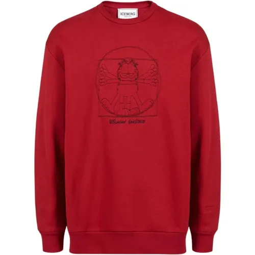 Vitruvian Garfield Bestickter Sweatshirt , Herren, Größe: 3XL - Iceberg - Modalova