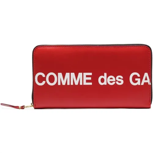 Rote Lederbrieftasche mit Reißverschluss - Comme des Garçons - Modalova