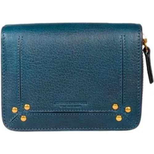 Blaue Lederbrieftasche mit Reißverschluss , Damen, Größe: ONE Size - Jérôme Dreyfuss - Modalova