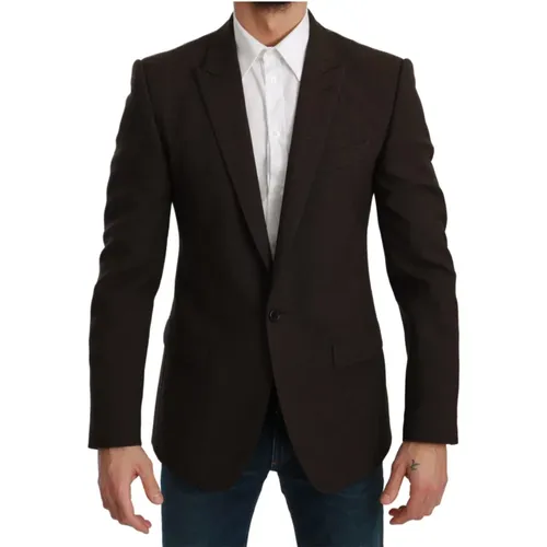 Brauner Slim Fit Coat Jacket Martini Blazer - Dolce & Gabbana - Modalova