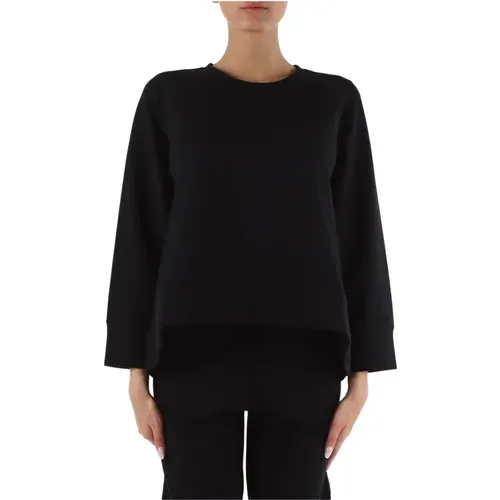 Stretch cotton sweatshirt with flared neckline , female, Sizes: L, S, M, XS - Alpha Studio - Modalova