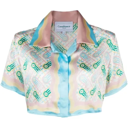 Ping Pong Silk Graphic Print Shirt , female, Sizes: S - Casablanca - Modalova
