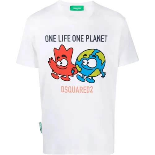 One Life Planet Logo T-Shirt , Herren, Größe: M - Dsquared2 - Modalova