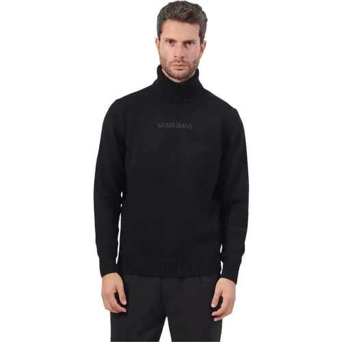 Schwarzer Rollkragenpullover , Herren, Größe: L - Guess - Modalova