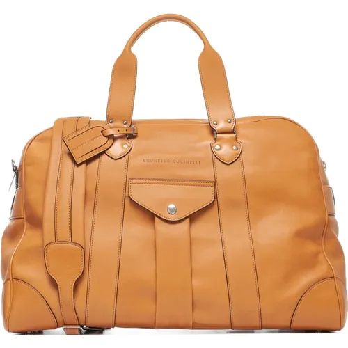 Orangefarbene Ledertasche - BRUNELLO CUCINELLI - Modalova