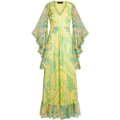 Graphic Print Silk Long Dress , female, Sizes: M - ETRO - Modalova