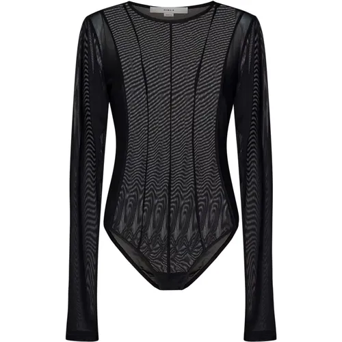 Schwarzes Mesh Langarm Top , Damen, Größe: M - Remain Birger Christensen - Modalova