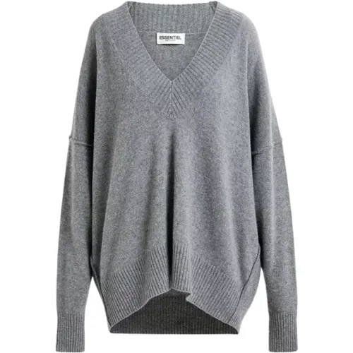 Oversized V-Ausschnitt Strickpullover , Damen, Größe: M - Essentiel Antwerp - Modalova