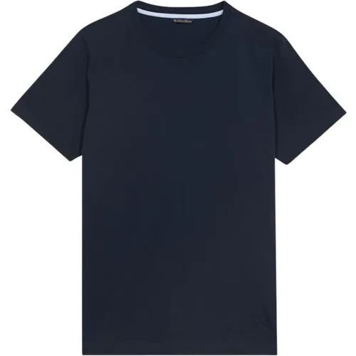Blaues Baumwoll-Crewneck T-Shirt , Herren, Größe: M - Brooks Brothers - Modalova
