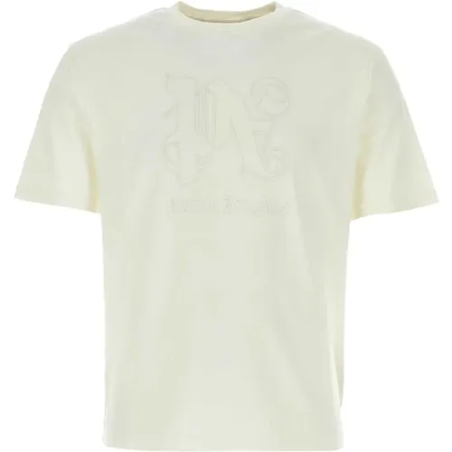 Ivory Baumwoll T-Shirt , Herren, Größe: XL - Palm Angels - Modalova