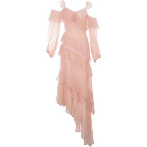 Silk Georgette Long Dress , female, Sizes: XS, S - Blumarine - Modalova