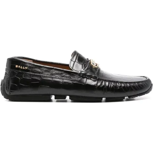 Crocodile Effect Slip-On Shoes , male, Sizes: 9 UK, 7 UK - Bally - Modalova