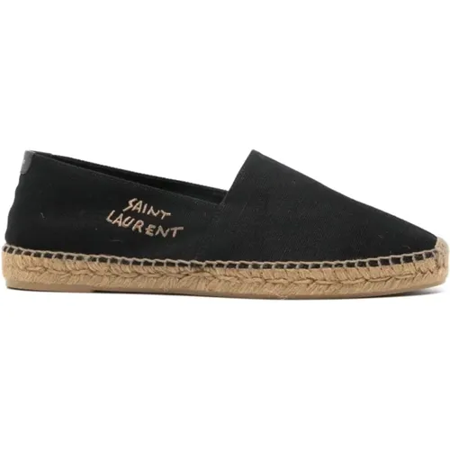 Canvas Espadrilles mit Besticktem Logo , Herren, Größe: 40 EU - Saint Laurent - Modalova