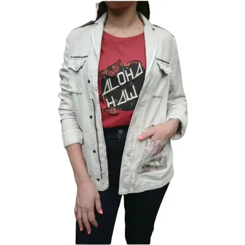 Cherry Print Linen and Cotton Safari Jacket , female, Sizes: L, XS, XL, M, 2XS, S - Mason's - Modalova