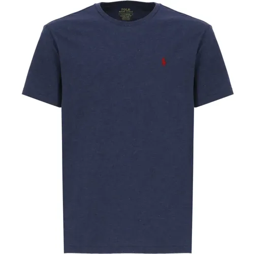 Navy Baumwoll T-Shirt für Männer , Herren, Größe: L - Ralph Lauren - Modalova
