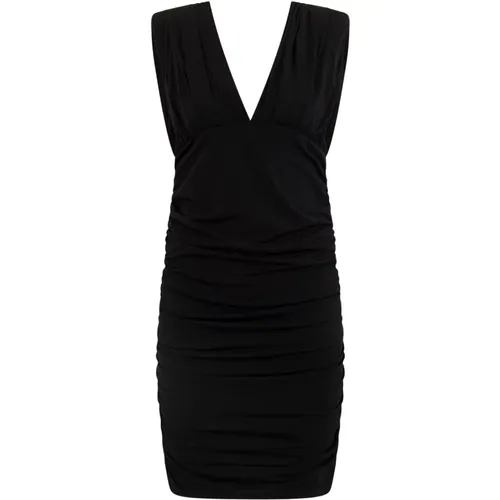V-Neck Dress with Ruched Details , female, Sizes: L, M - pinko - Modalova