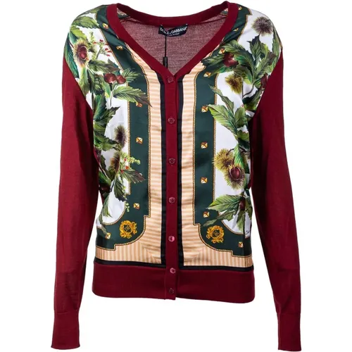 Frauen Kastanien Knöpfe Strickjacke , Damen, Größe: 2XS - Dolce & Gabbana - Modalova