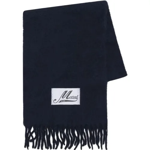 Brushed alpaca scarf with fringes , male, Sizes: ONE SIZE - Marni - Modalova