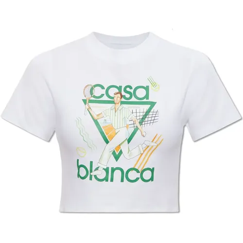 Printed cropped T-shirt , female, Sizes: L - Casablanca - Modalova