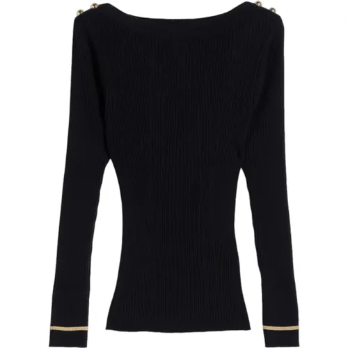Slim Silhouette Long Sleeve Sweater with Metal Buttons , female, Sizes: L, M - Max Mara Studio - Modalova