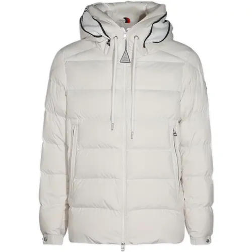 Weiße Gesteppte Jacke mit Logohaube - Moncler - Modalova