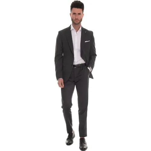 Slim Fit Wool Suit with 2 Buttons , male, Sizes: 2XL - Paoloni - Modalova