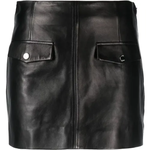 Leather Skirt with Front Pockets , female, Sizes: M, S - Drome - Modalova