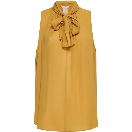 Goldene Seiden Georgette Schleifenbluse - Max Mara - Modalova