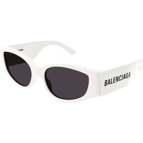 Weiße Rahmen Graue Linse Sonnenbrille - Balenciaga - Modalova