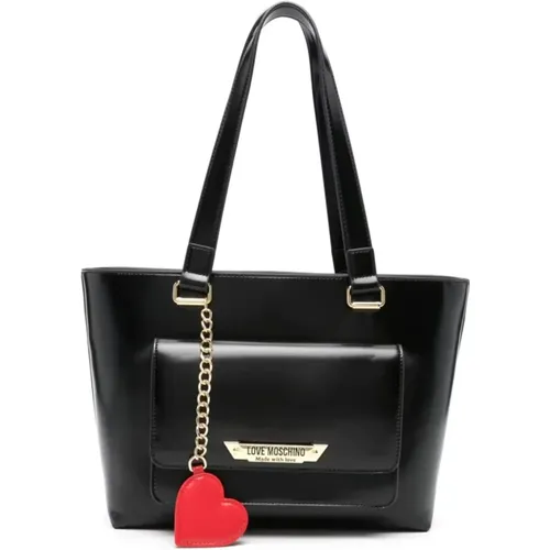 Leather Shoulder Bag with Gold-Tone Details , female, Sizes: ONE SIZE - Love Moschino - Modalova
