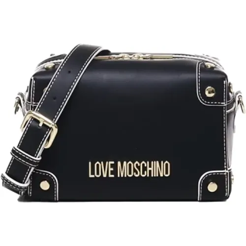 Schwarze Logo Satchel Tasche , Damen, Größe: ONE Size - Love Moschino - Modalova
