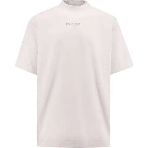 Logo Baumwoll T-shirt Rundhals Kurzarm , Herren, Größe: M - Balenciaga - Modalova